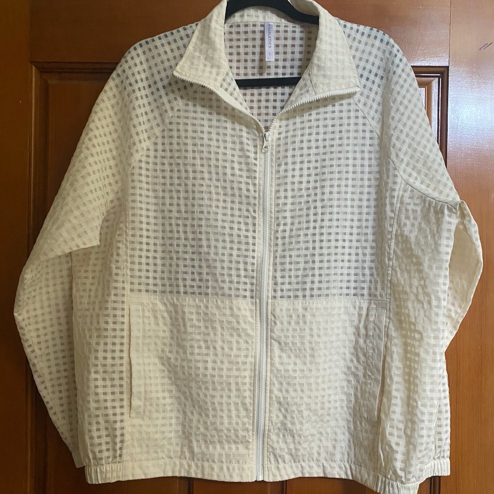 Fabletics Cleo Lightweight Gingham Sheer Ivory Ja… - image 1